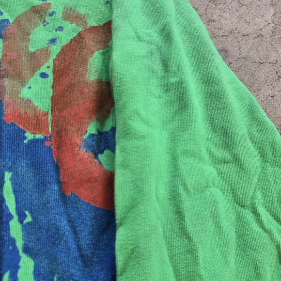 Vintage Ralph Lauren Polo AOP Big Pony Green Long Sleeve Rugby Shirt Size M 90s - Picture 4 of 7